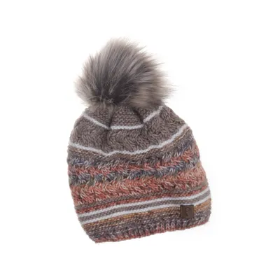 Bonnet à pompon (Marron, Multicolore) de Faera Acrylique, Polyester