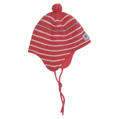 Bommelmütze (Pink, Weiß) von Polarn O. Pyret Acryl, Merinowolle, Polyester