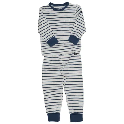 Pyjamas (Blå, Vit) från Polarn O. Pyret Elastan, Ekologisk bomull