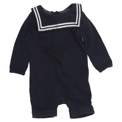 Barboteuse (Bleu, Blanc) de Mini Coton biologique, Polyester recyclé
