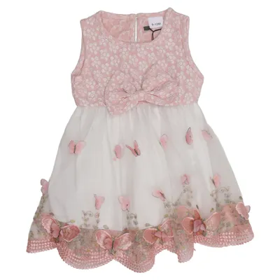 Flower girl dress (Pink, White) Elastane, Polyester