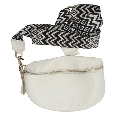 Axelremsväska (Vit, Svart) från Borse in Pelle