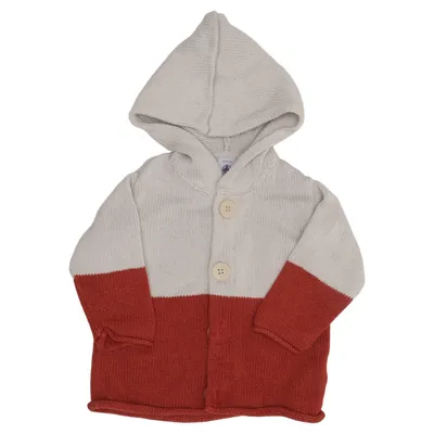 Huvtröja (Röd, Beige) från Petit Bateau Bomull, Ull