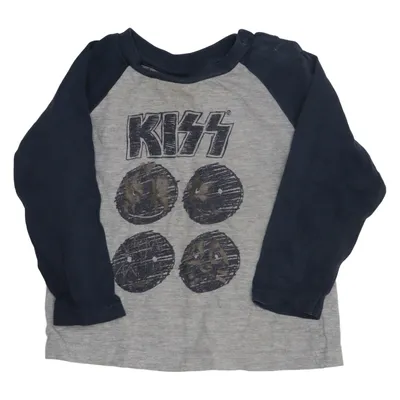 T-shirt à manches longues (Gris, Bleu) de Kiss Coton, Polyester