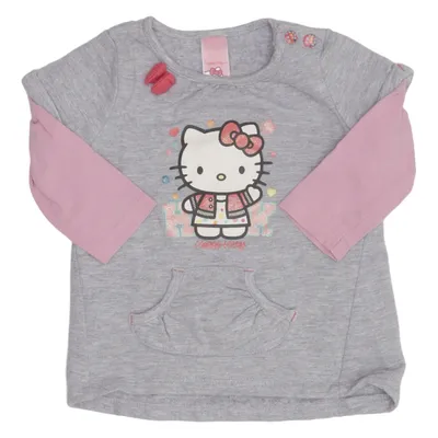 Långärmad t-shirt (Grå, Rosa) från Hello Kitty Bomull, Viskos