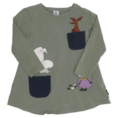 Klänning (Grön, Flerfärgad) från Moomin by Lindex Bomull, Elastan