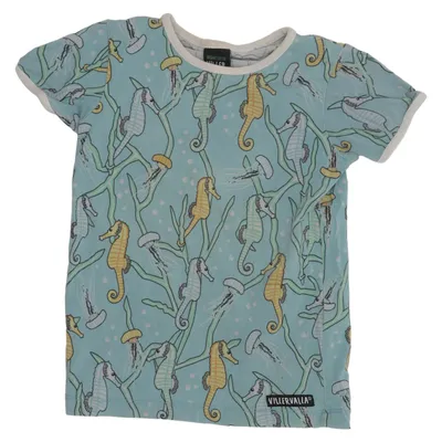 T-shirt (Blå, Gul, Vit) från Villervalla Elastan, Ekologisk bomull
