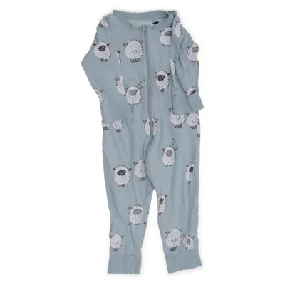 Mjukisdräkt (Blå, Vit) från Lindex Baby Bomull