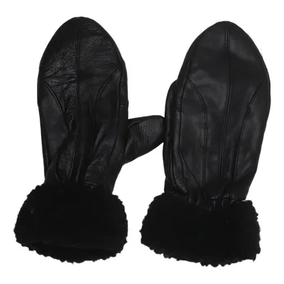 Leather mittens (Black) Leather, Polyester