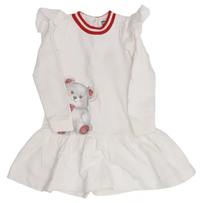 Dress (White, Red, Gray) from Monnalisa Cotton, Elastane