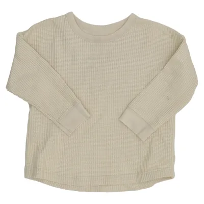 Long sleeve T-shirt (Beige) from Uniqlo Baby Cotton, Elastane, Polyester