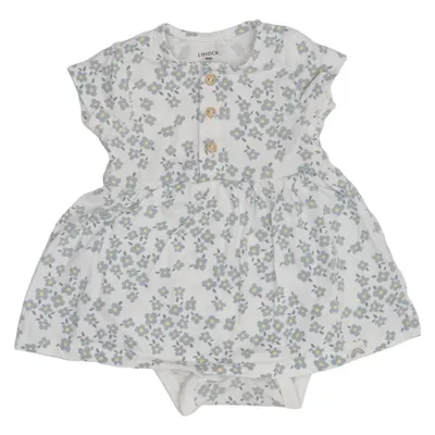 Jurk (Wit, Blauw, Geel) van Lindex Baby Katoen, Elastaan