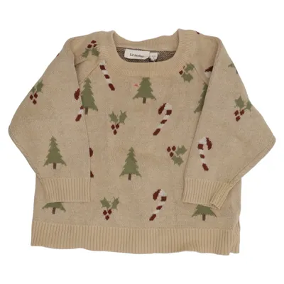 Jultröja (Beige, Grön, Röd) från Lil'Atelier Ekologisk bomull