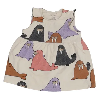 Dress (Beige, Multicolored) from Lindex Baby Cotton, Elastane