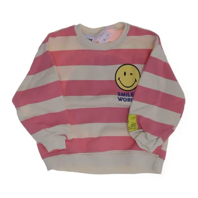 Sweatshirt (Beige, Pink) from Zara x Smiley World Cotton, Elastane