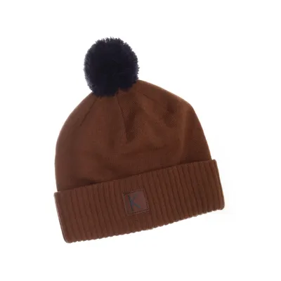Pompon muts (Bruin, Blauw) van Kuling Katoen, Merinowol