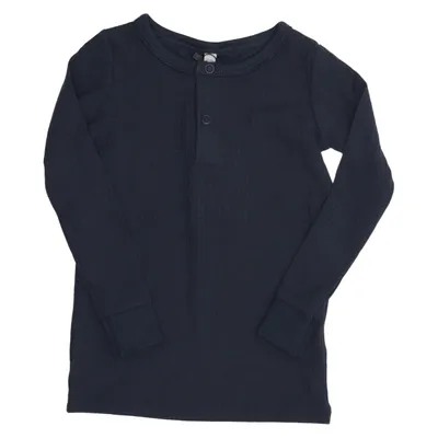 Henley shirt (Blauw) van Mori Elastaan, Organisch katoen, Viscose