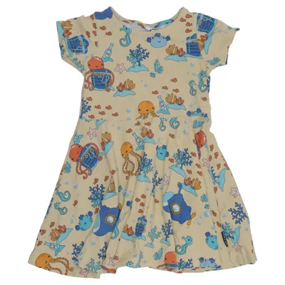 Dress (Beige, Blue, Orange) from Polarn O. Pyret Elastane, Organic cotton
