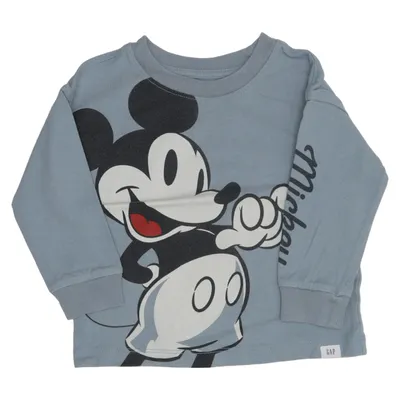 T-shirt à manches longues (Bleu, Noir, Blanc) de Gap x Disney Coton