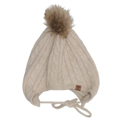Bobble hat (Beige) from Polarn O. Pyret Recycled polyester, Wool