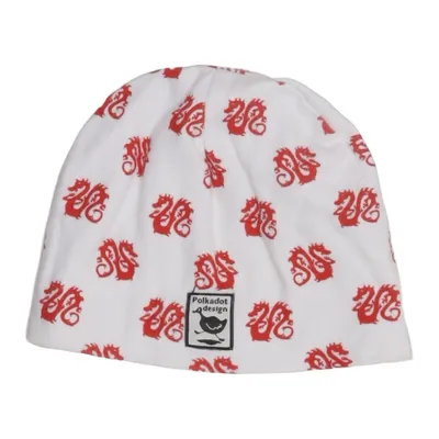 Beaniemössa (Vit, Röd) från Polkadot Design Bomull