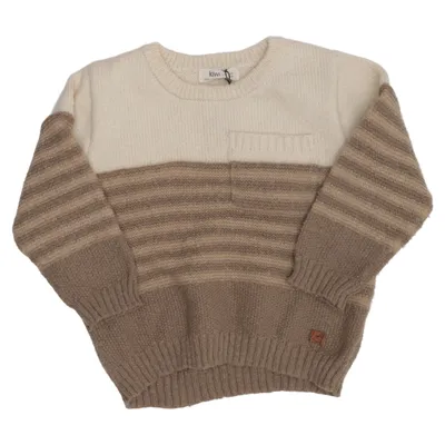 Sweater (White, Brown) from Kiwi Acrylic, Wool