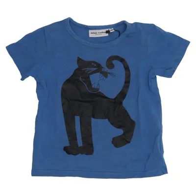 T-shirt (Blå, Sort) fra Mini Rodini Elastan, Økologisk bomuld