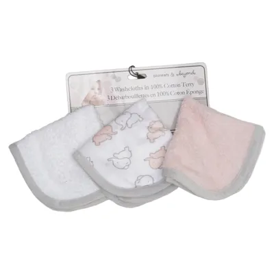 Gant de toilette (Blanc, Rose, Gris) de Blankets & Beyond Coton, Polyester