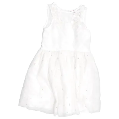 Robe de fille de fleur (Blanc) de Young Dimension Polyester