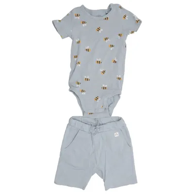 Set (Blå) från Lindex Baby Bomull, Elastan