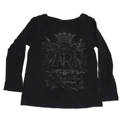 T-shirt à manches longues (Noir) de Zara Kids Coton, Élasthane