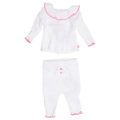 Ensemble (Blanc, Rose) de Billieblush Coton, Élasthane