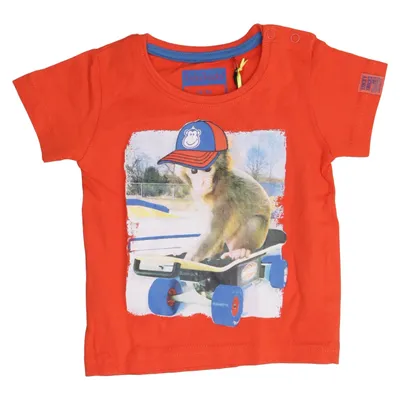T-shirt (Orange, Multicolored) from Tricky Tracks Cotton