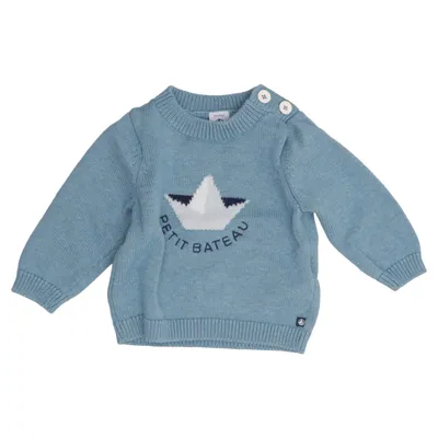 Pull-over (Bleu) de Petit Bateau Coton, Laine
