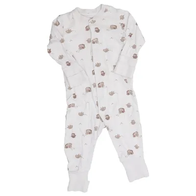 Sparkedragt (Hvid, Brun) fra Lindex Newborn Bomuld