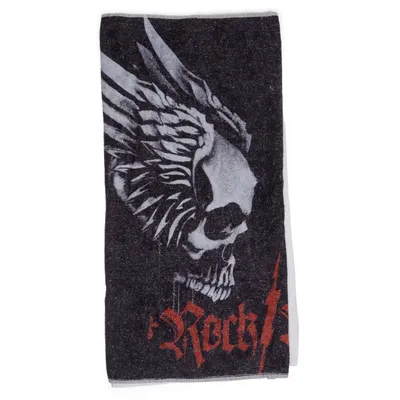 Handduk (Svart, Röd, Vit) från Rock Rebel by EMP Bomull, Polyester