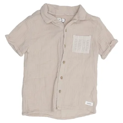 Short sleeve shirt (Beige) from Newbie by KappAhl Cotton