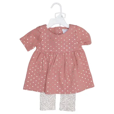 Dress (Pink, Gold) from Tahari Cotton, Polyester