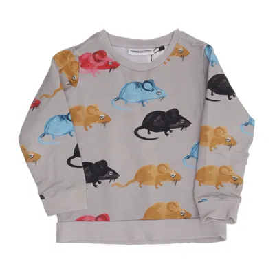 Collegetröja (Grå, Flerfärgad) från Mini Rodini Elastan, Ekologisk bomull