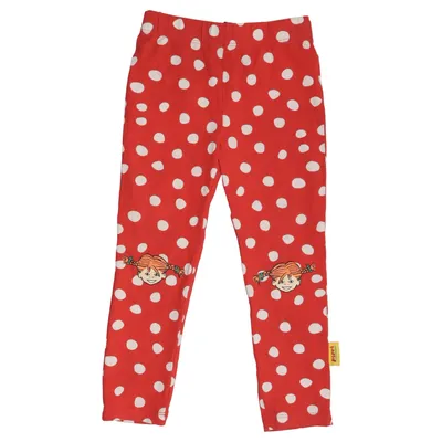 Leggings (Red, White) from Pippi Långstrump Cotton, Elastane