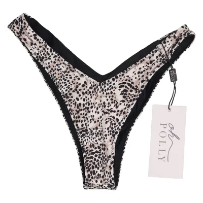 Bikini broekje (Zwart, Beige) van Oh Polly Swim Elastaan, Polyamide