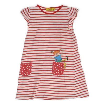 Klänning (Röd, Vit, Flerfärgad) från Pippi Långstrump Bomull, Elastan