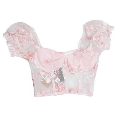 Bustier (Rose) de Romwe Élasthane, Polyester