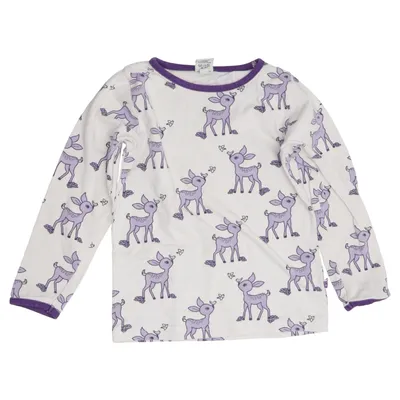 T-shirt à manches longues (Beige, Violet) de Småfolk Coton, Élasthane, Modal