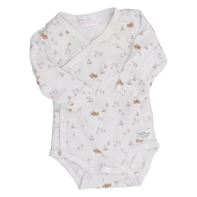 Body (Weiß, Braun) von Newborn by Lindex Baumwolle, Elasthan