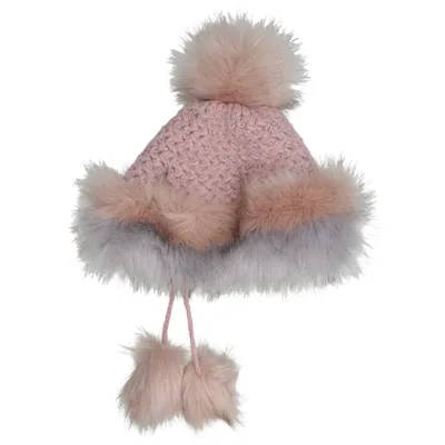 Trapperhat (Pink, Grå, Beige) fra Wannabes Akryl