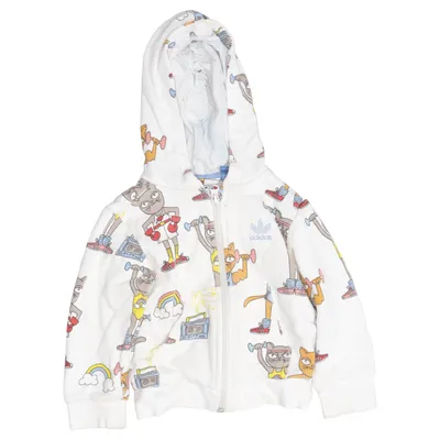 Huvtröja (Vit, Flerfärgad) från Adidas Mini Rodini Ekologisk bomull, Återvunnen polyester