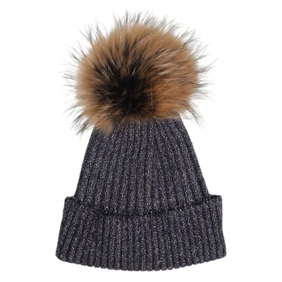 Bonnet à pompon (Noir) de Kopenhagen by Andersen Fourrure, Polyester