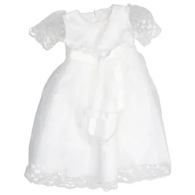 Robe de fille de fleur (Blanc) Polyester