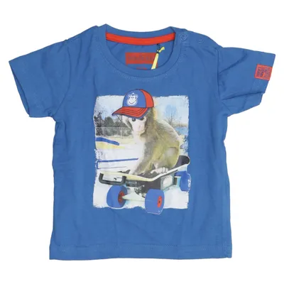 T-shirt (Blue, Multicolored) from Tricky Tracks Cotton